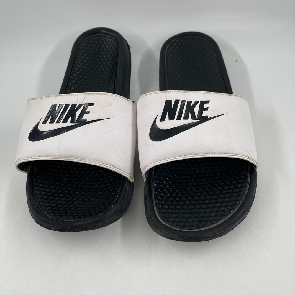 Nike Men’s Benassi JDI Black White 343880-100 Slip On Sandals Slides - Size 14